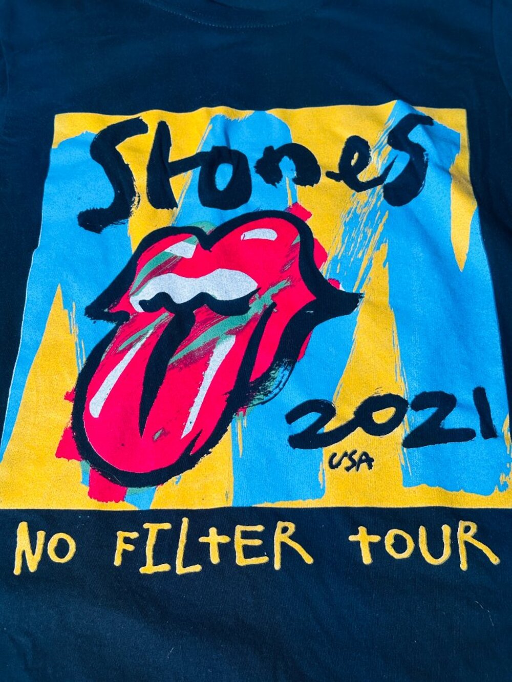 Rolling Stones 2021 No Filter Tour USA Black T-Shirt Size Medium - No Tag - Picture 2 of 7